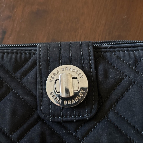 VERA BRADLEY RFID TURN LOCK & ZIP ORGANIZER WALLET~BLACK~8” x 5” - Picture 2 of 11